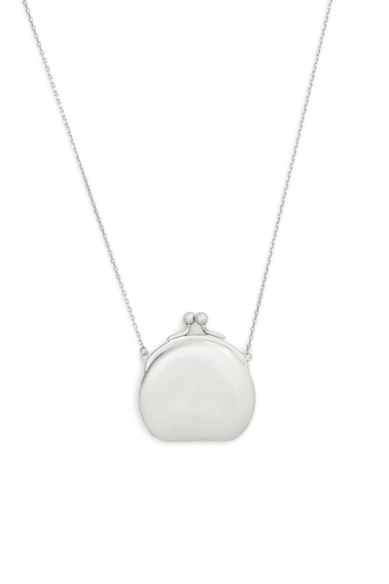 Runway Coin Purse Long Necklace, Main, color, ANTIQUE SILVER