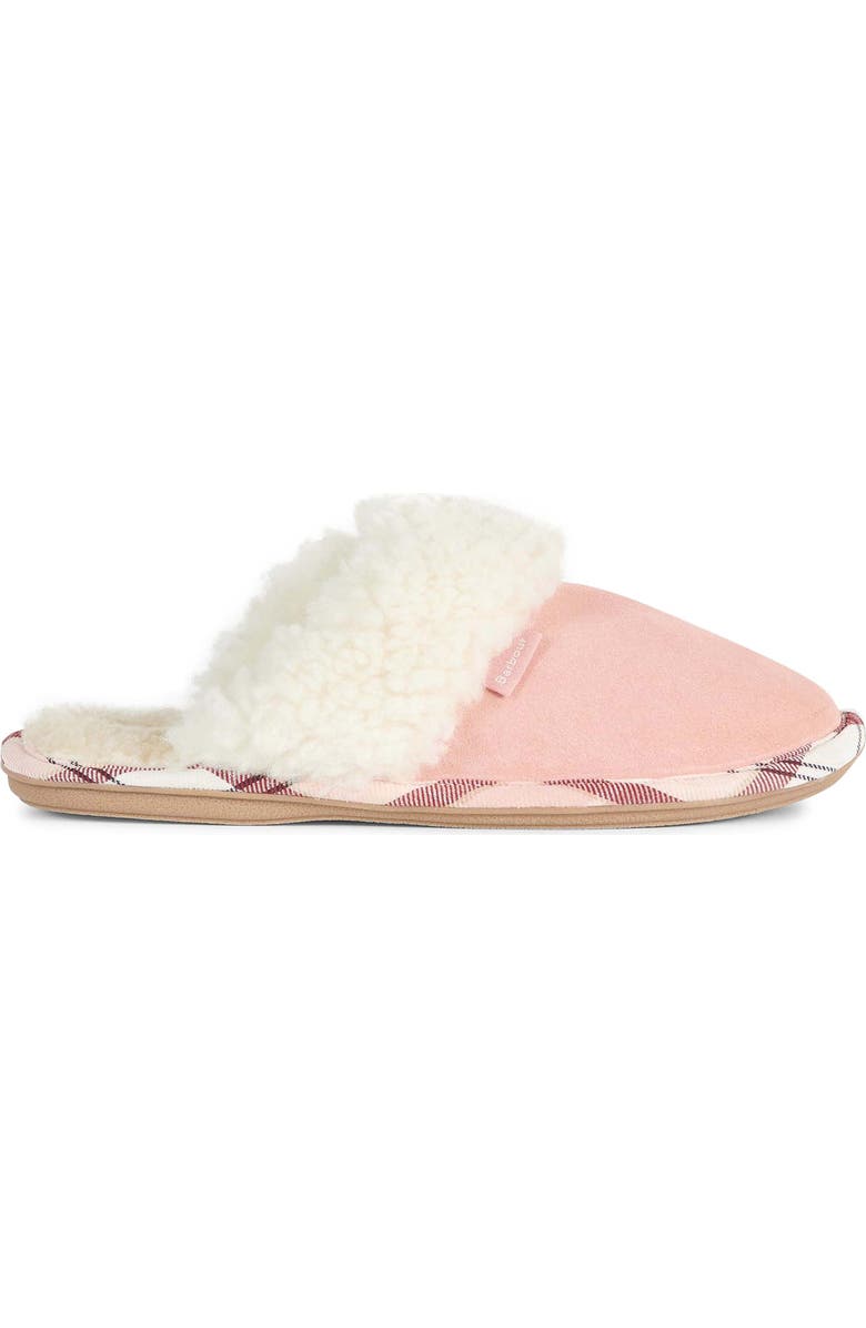 Barbour Lydia Faux Fur Slipper, Alternate, color, Pink Suede