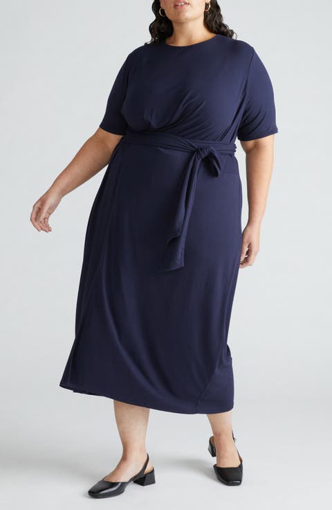 Delilah Tie Waist Midi Dress (Plus)