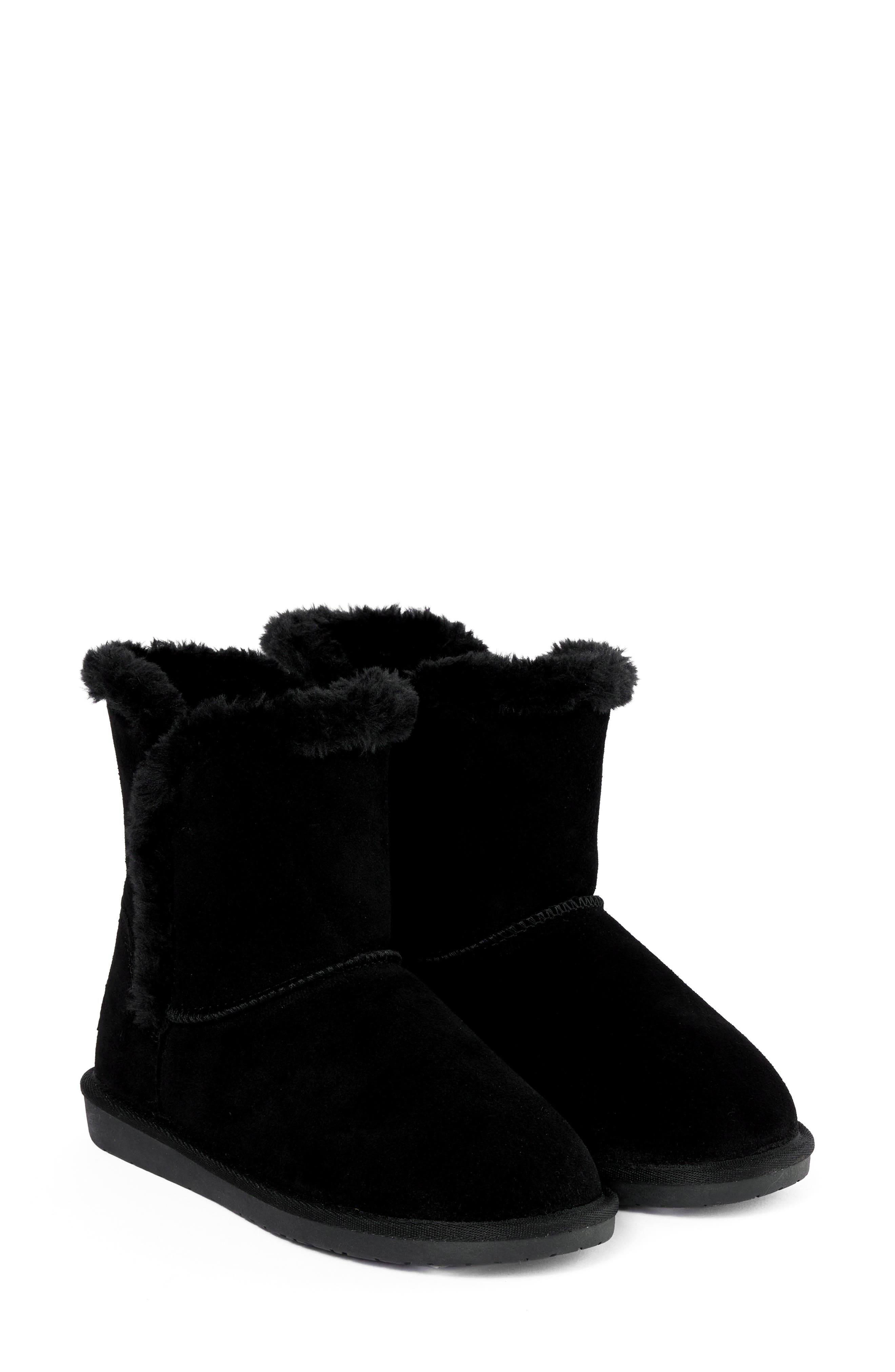 Minnetonka Milltown Water Resistant Faux Fur Bootie, Alternate, color, Black