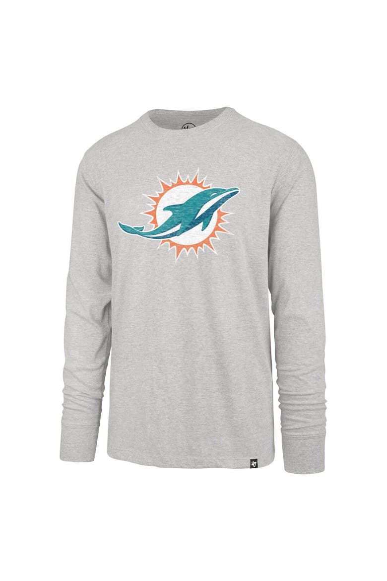 Men's '47 Gray Miami Dolphins Premier Franklin Long Sleeve T-Shirt, Alternate, color, Gray