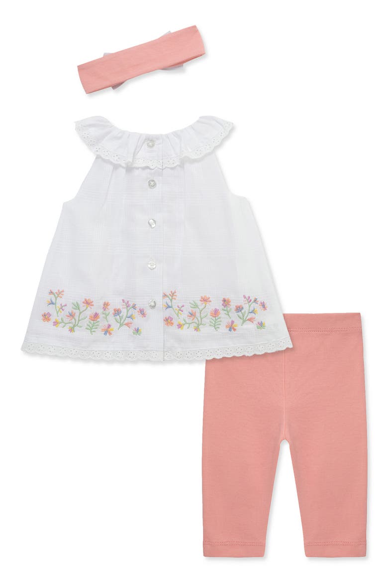 Garden Border Print Top, Leggings & Headband, Alternate, color, WHITE/ PINK