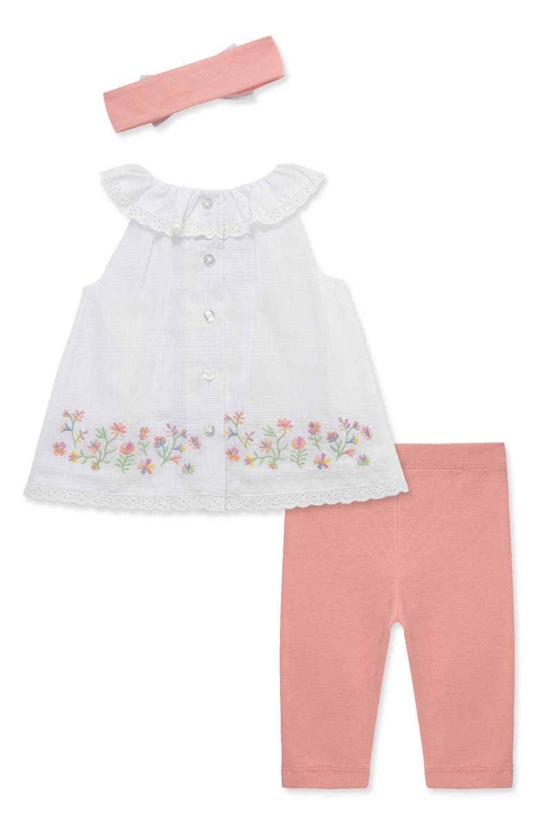Little Me Garden Border Print Top, Leggings & Headband, Alternate, color, 