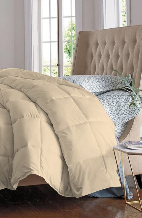 Solid Cream Microfiber Comforter