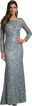 LARA New York Long Sleeve Lace Dress With Lace Appliques