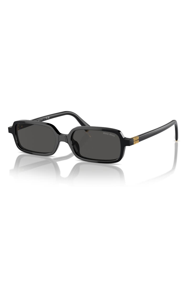 Miu Miu 52mm Rectangular Sunglasses, Alternate, color, Black