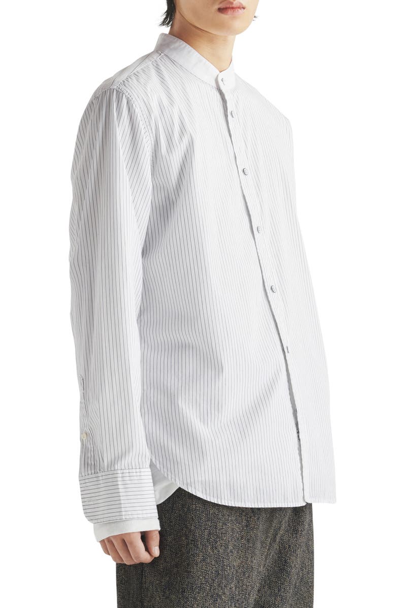 rag & bone Landon Oversize Pinstripe Band Collar Button-Up Shirt, Alternate, color, Navystrp