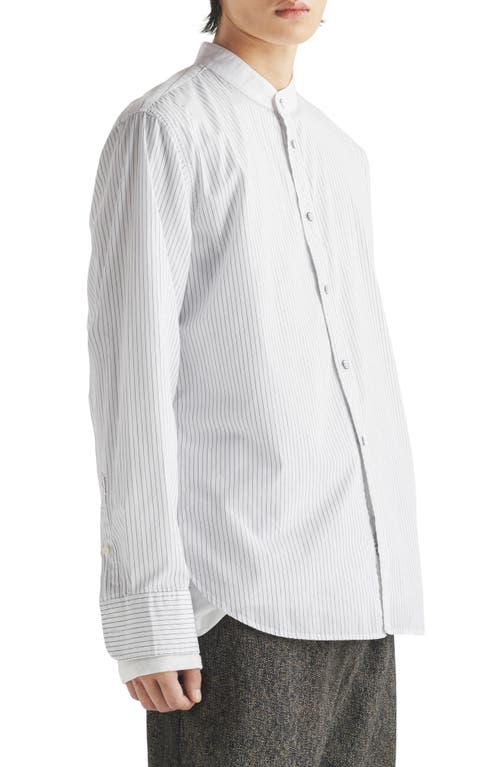 Rag & Bone Landon Oversize Band Collar Button-up Shirt In Navystrp