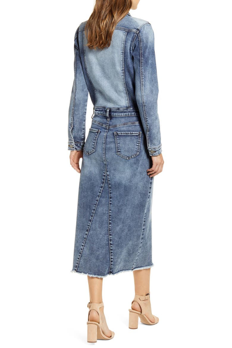 Long Sleeve Denim Midi Dress, Alternate, color, BLUE