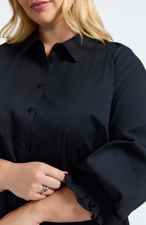 Foxcroft Avril Matte Sateen Button-up Shirt In Black