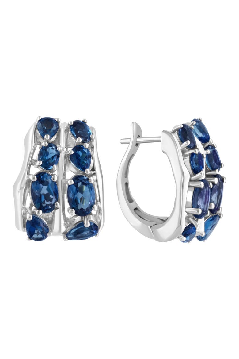 Sterling Silver London Blue Topaz Lever Back Earrings, Main, color, BLUE