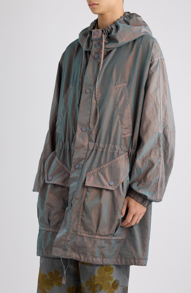 Dries Van Noten Voxer Hooded Nylon Blend Jacket, Alternate, color, Sky