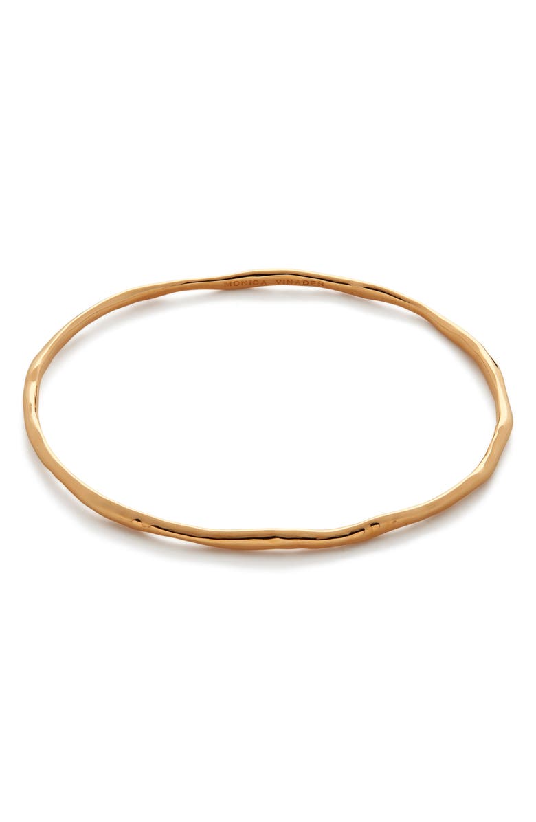 Monica Vinader Siren Muse Hammered Bangle Bracelet, Main, color, 18Ct Gold On Sterling S