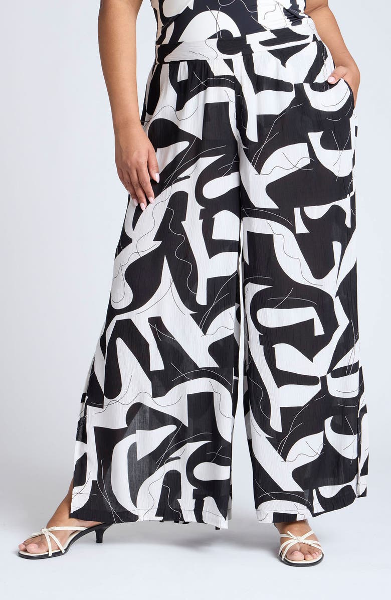 ELOQUII Print Wide Leg Cover-Up Pants, Main, color, 