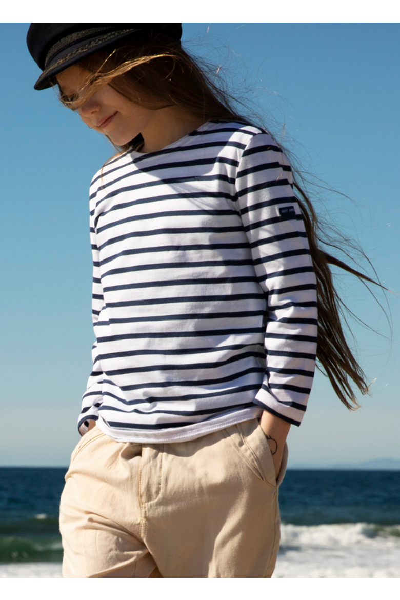 MINQUIERS KIDS - Authentic Breton Shirt for Kids, Main, color, white/navy
