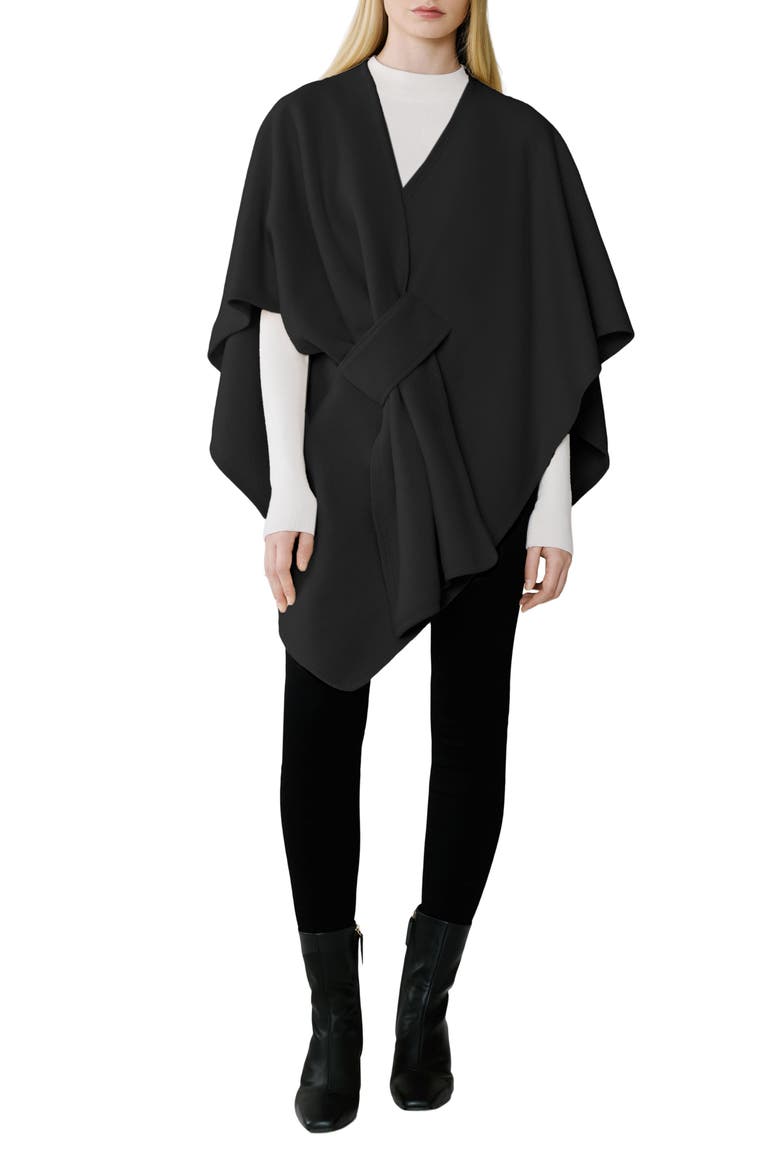 Claudelle Knit Wrap, Main, color, BLACK