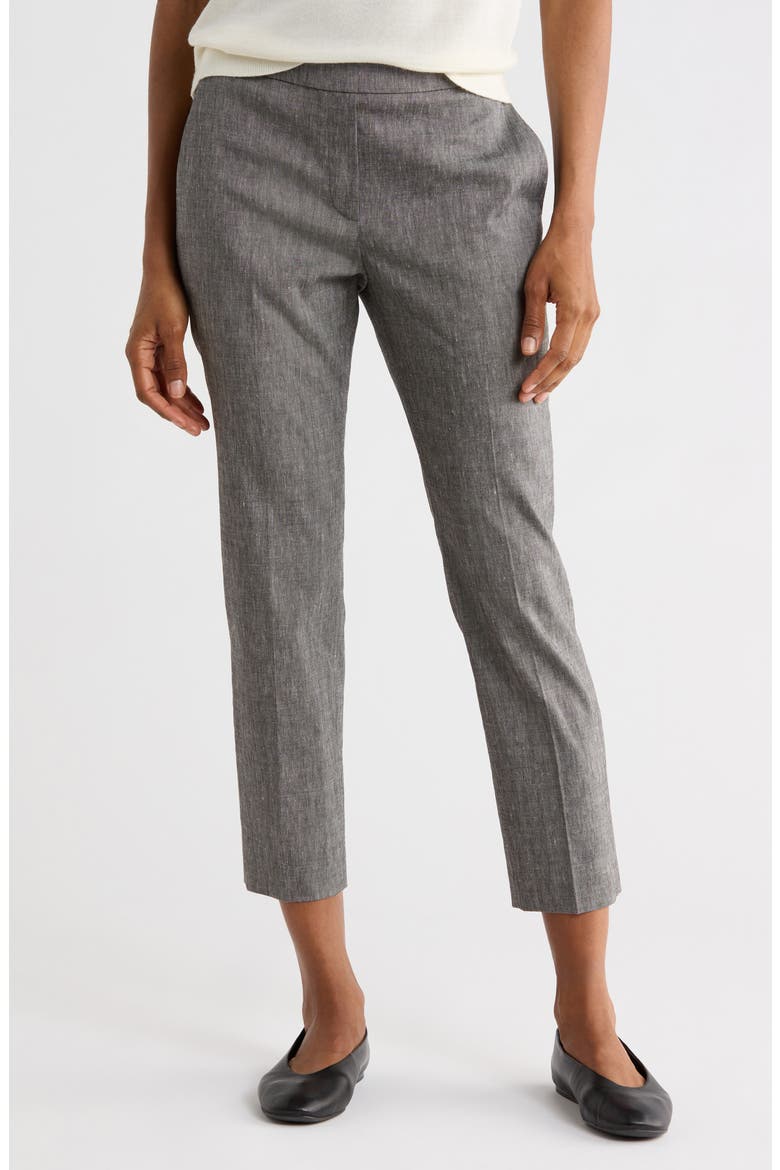 Treeca Linen Blend Crop Pants, Main, color, BLACK MELANGE