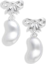 Sandy Liang Bow Fava Drop Earrings