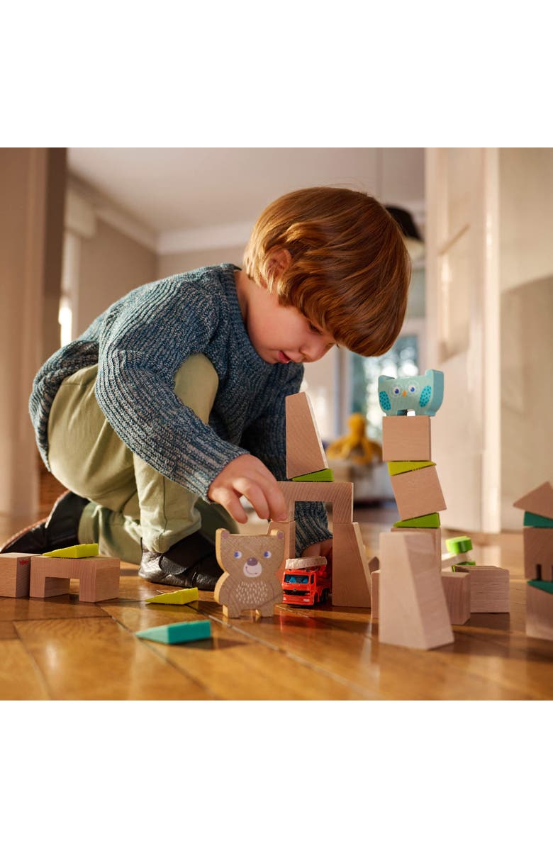 HABA Forest Friends Wooden Stacking Toy - Montessori Sorting Game & Shape Sorter for Toddlers - Educational Wooden Blocks for Preschool Learning, Alternate, color, Green Multi