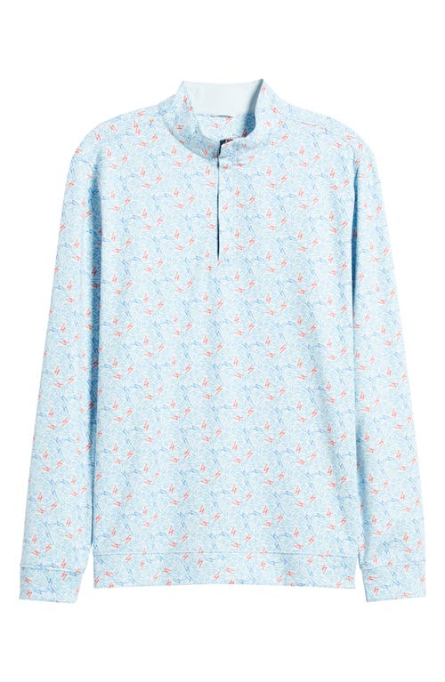 Swannies Milton Scatter Print Quarter Zip Golf Pullover In Sky Fore