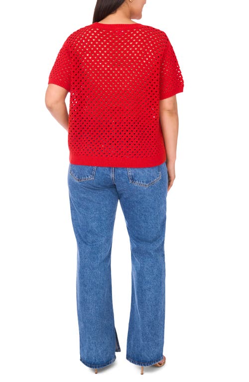 Vince Camuto Open Stitch Short Sleeve Sweater