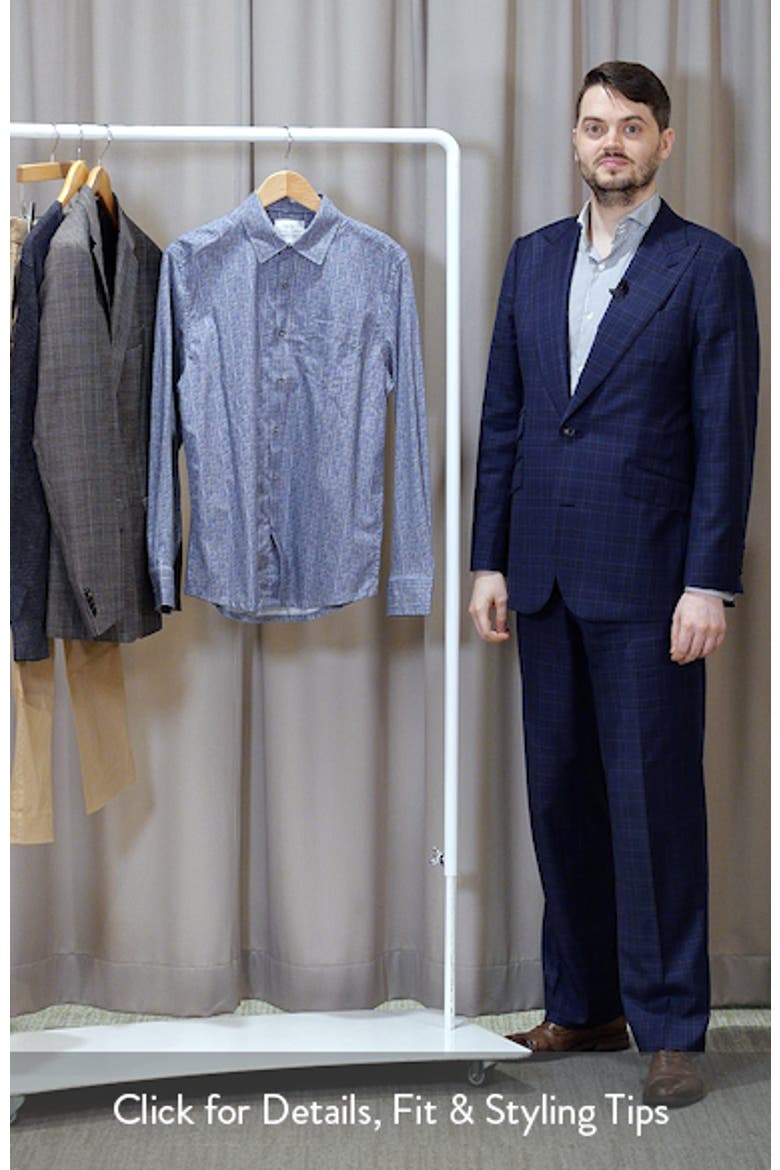 Reworked Slim Fit Crosshatch Print Cotton Button-Up Shirt video