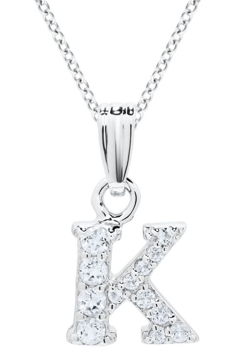 White Topaz Pavé Initial Pendant Necklace (Baby)