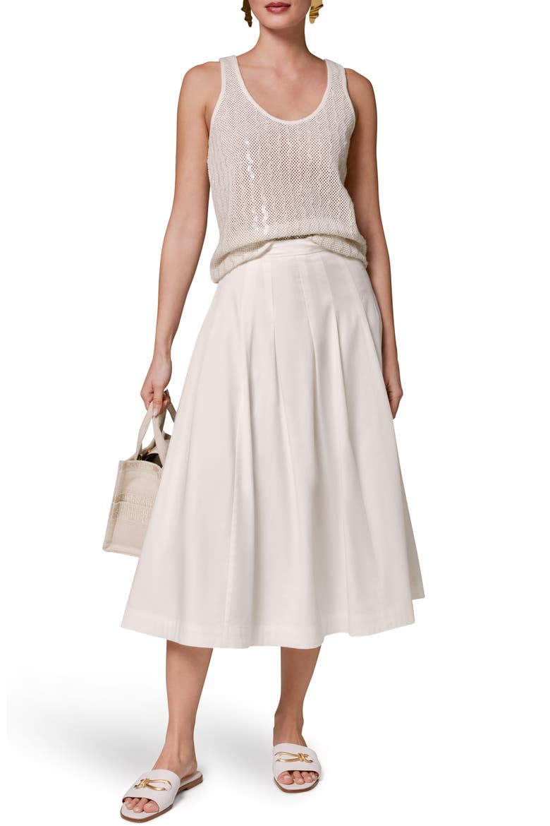 Pleated Midi Skirt, Alternate, color, CREAM