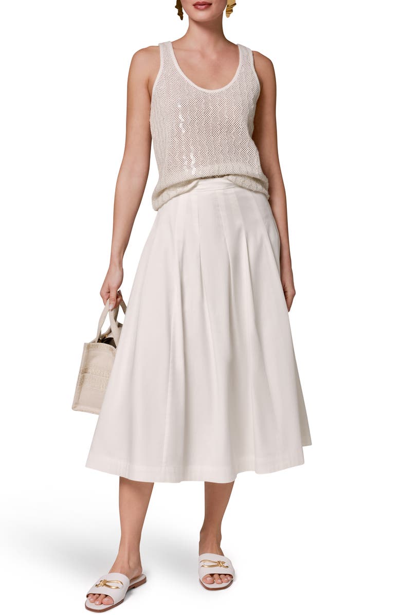 Donna Karan New York Pleated Midi Skirt, Alternate, color, Cream