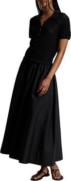 Polo Ralph Lauren Open Stitch Bodice Mixed Media Cotton Dress