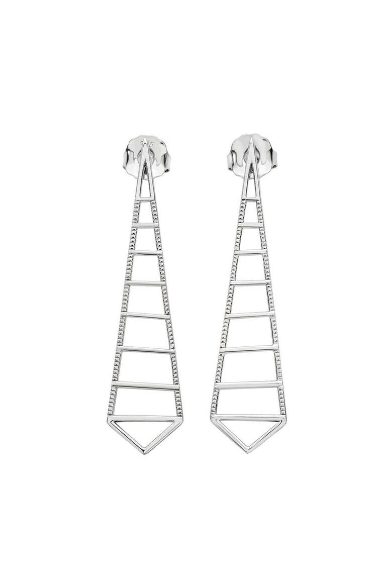 Egyptian Pyramid Earrings, Main, color, Sterling Silver