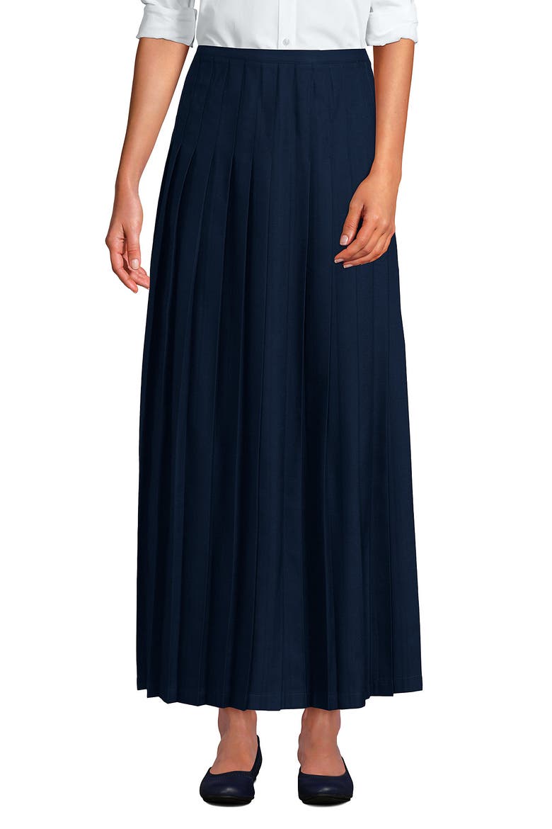 Girls Solid Pleated Skirt Ankle Length, Main, color, Academic Classic Navy