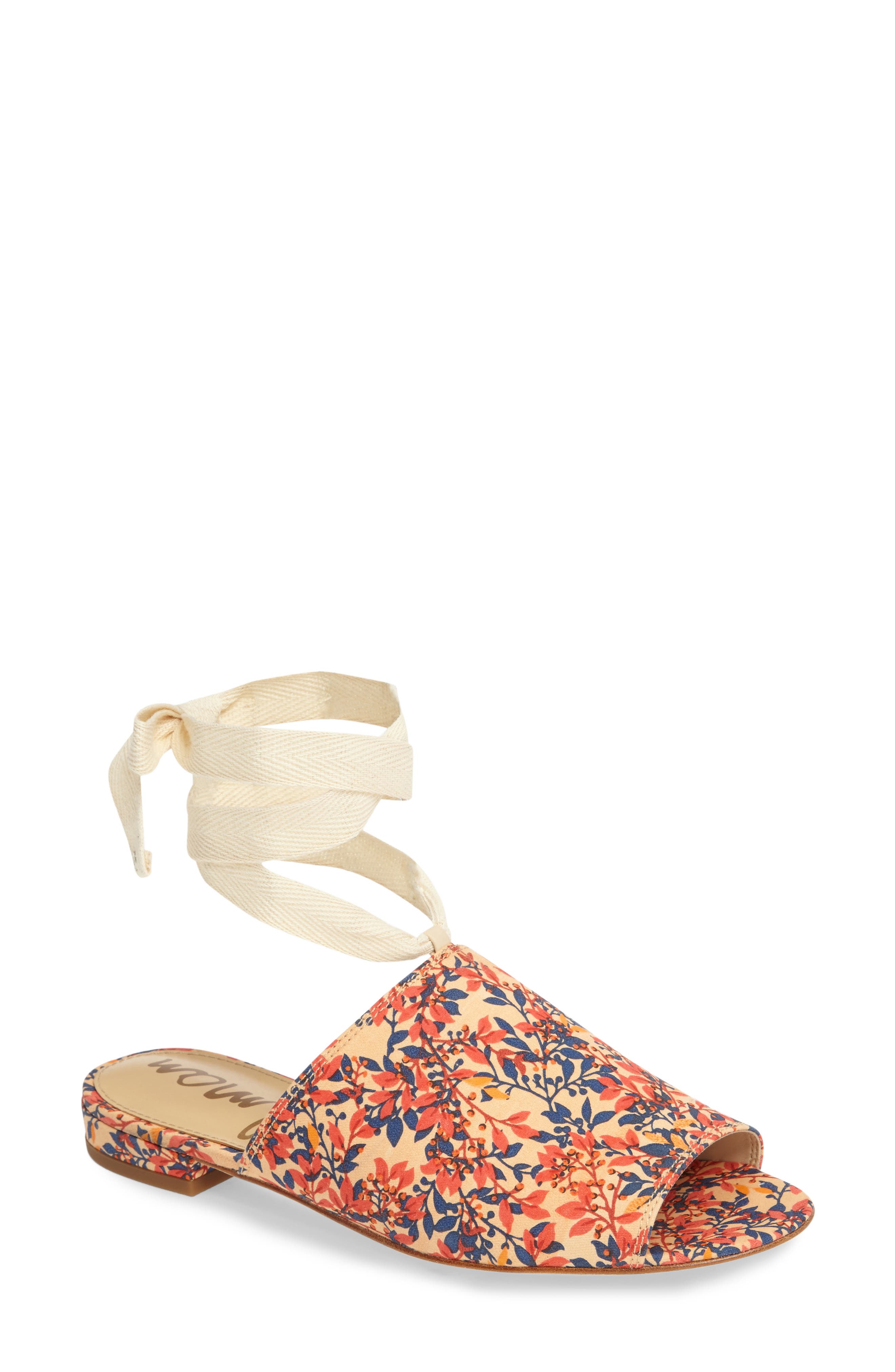 Tai Slide Sandal, Main, color, CORAL MULTI FABRIC