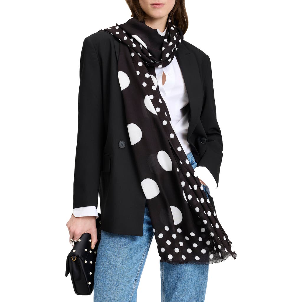 Shop Kate Spade New York Breezy Dot Oblong Scarf In Black/cream