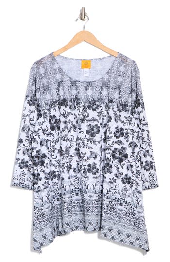 Ruby Rd. Plus Size Floral Ombre Border Sublimation Knit Top