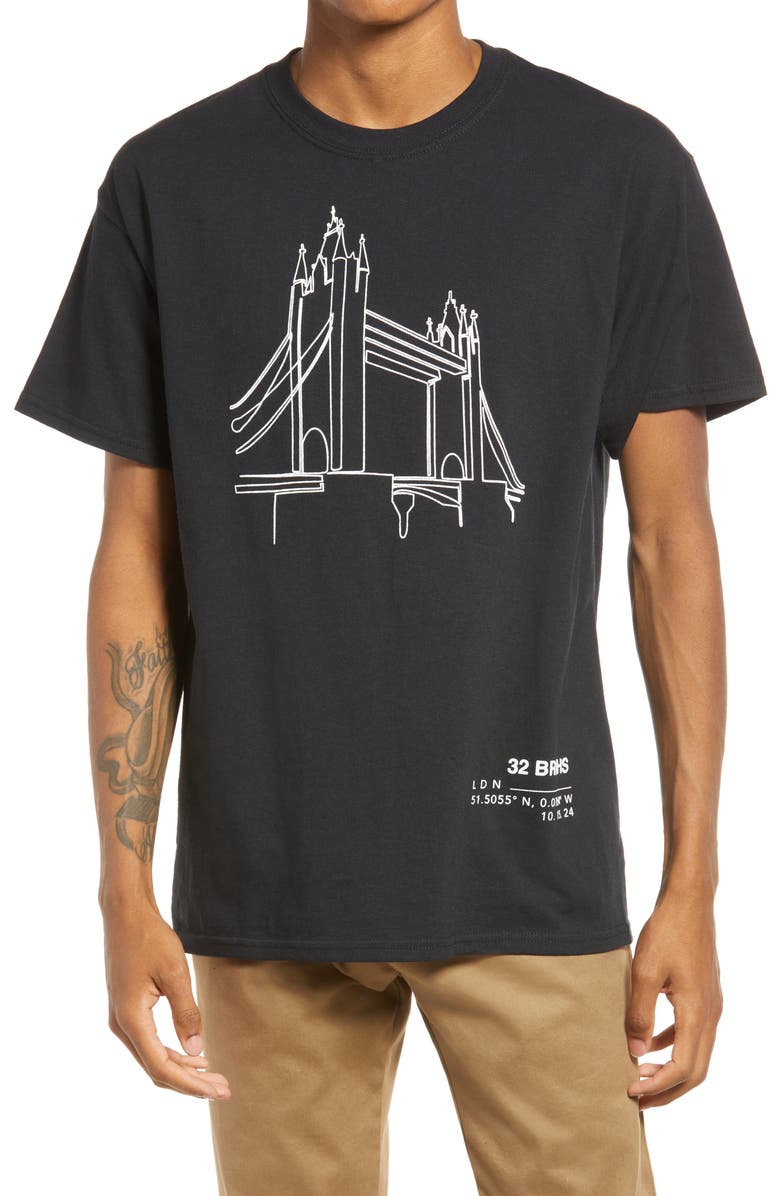 Topman Men's Bridge Sketch Graphic Tee, Main, color, 