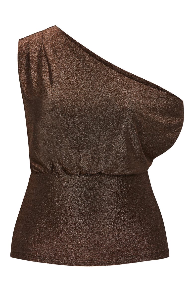 Paloma Shimmer One-Shoulder Top, Alternate, color, BRONZE