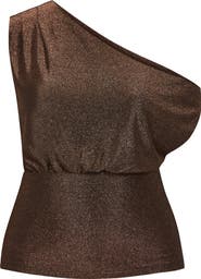 City Chic Paloma Shimmer One-Shoulder Top