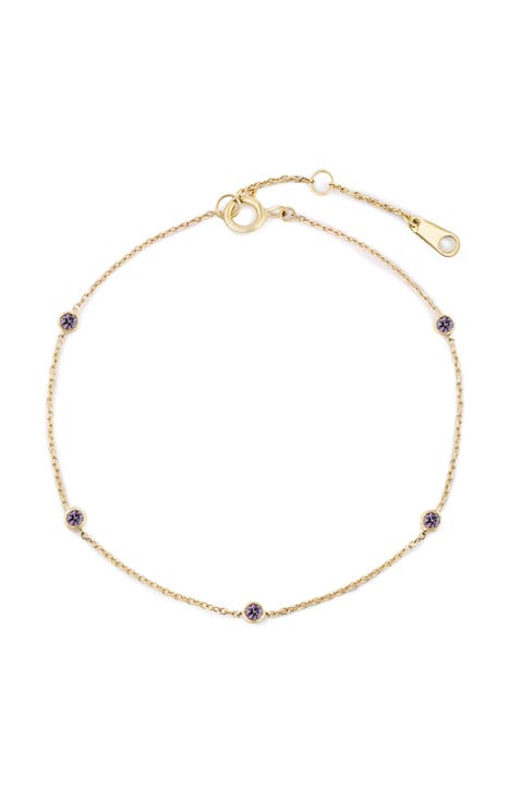 Solid Yellow Gold Birthstone Bracelet
