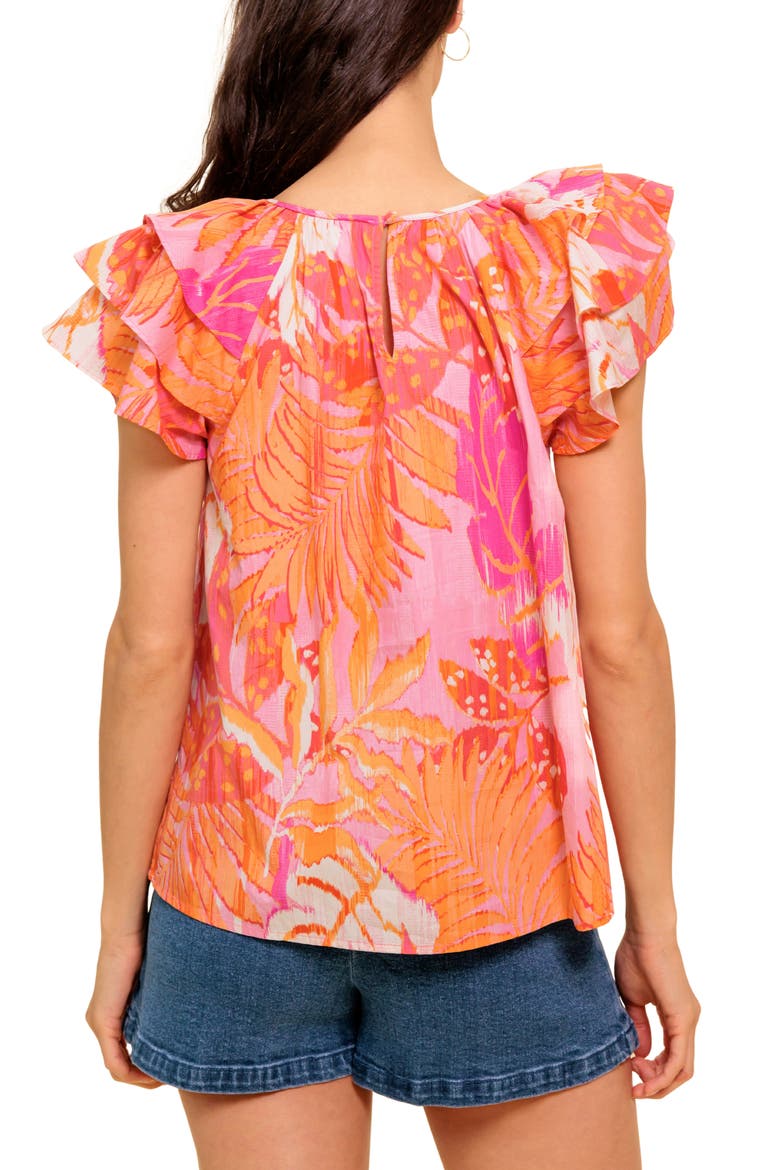 Print Woven Top, Alternate, color, PINK ORANGE