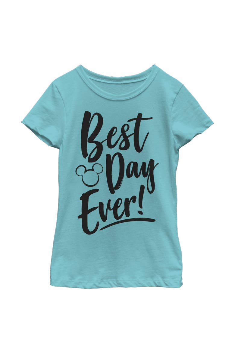 Girls' Mickey Mouse Best Day Ever Short Sleeve Graphic T-Shirt, Main, color, Tahiti Blue