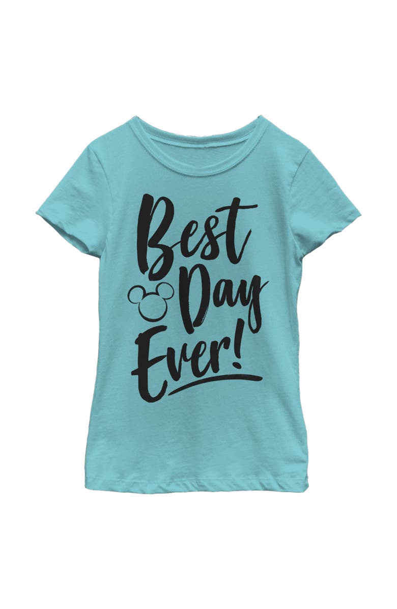 Mickey & Friends Girl's Mickey & Friends Mickey Mouse Best Day Ever  Graphic T-Shirt, Main, color, Tahiti Blue