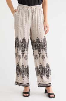 Joie Printed Wide Leg Linen Blend Pants