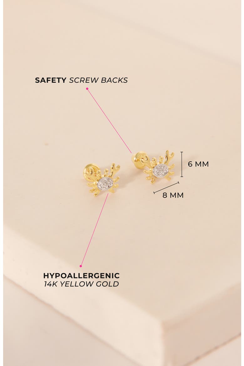 14k Curious Crab Earrings, Alternate, color, Gold