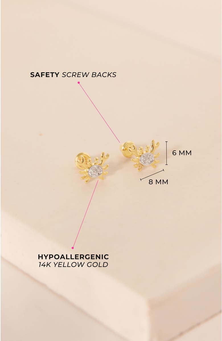 In Season Jewelry 14k Curious Crab Earrings, Alternate, color, Gold