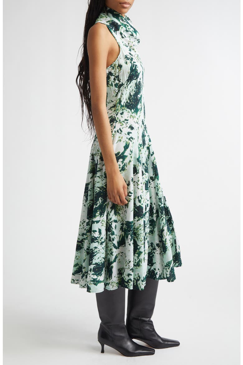 Adelide Print Cowl Neck Midi Dress, Alternate, color, DARK GREEN MULTI