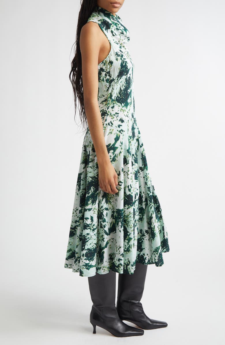 Proenza Schouler Adelide Print Cowl Neck Midi Dress, Alternate, color, Dark Green Multi
