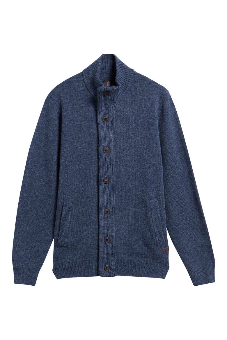 Elbow Patch Wool Cardigan, Alternate, color, DARK INDIGO
