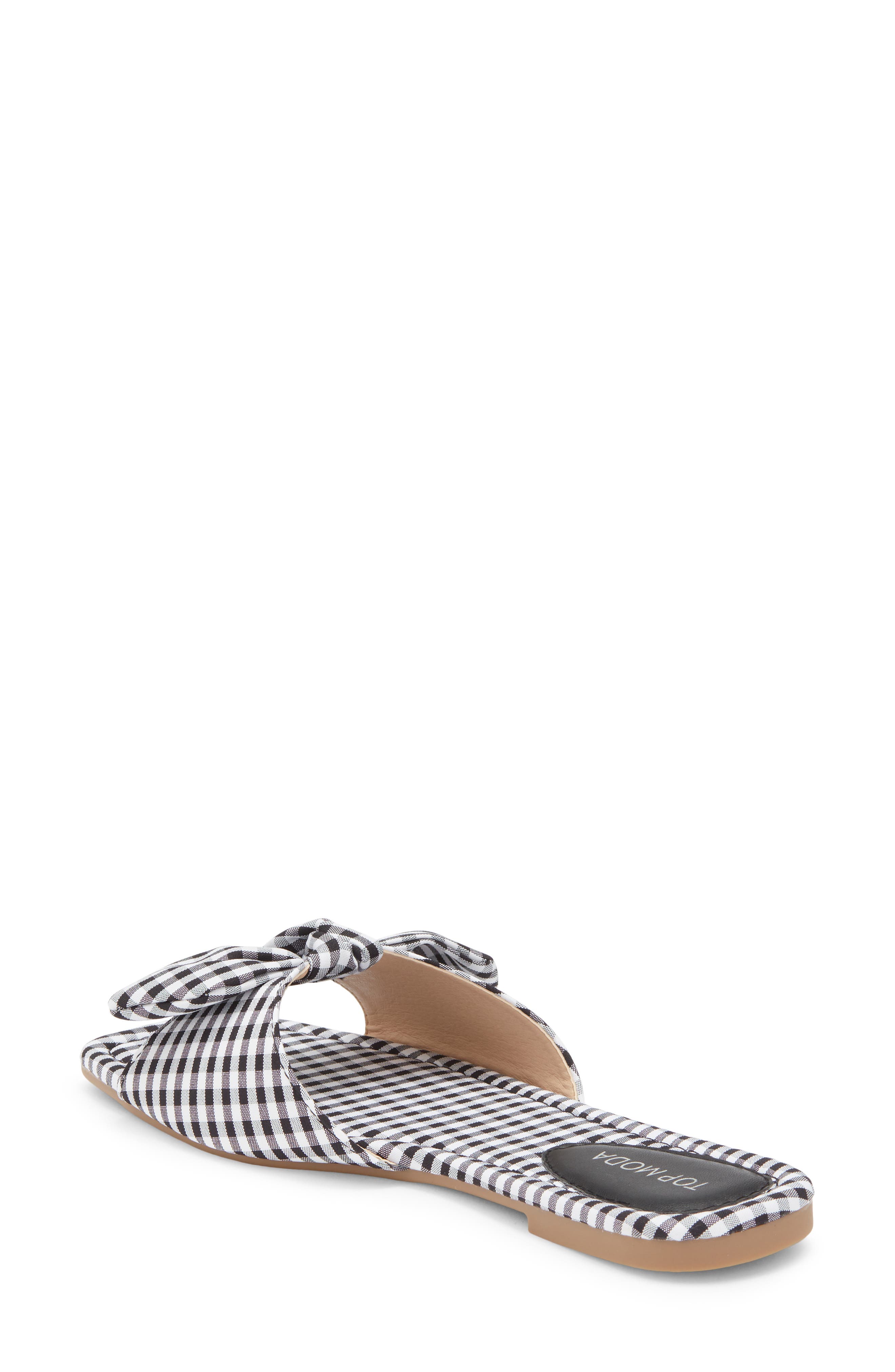 TOP MODA Penny Gingham Bow Slide Sandal, Alternate, color, Black
