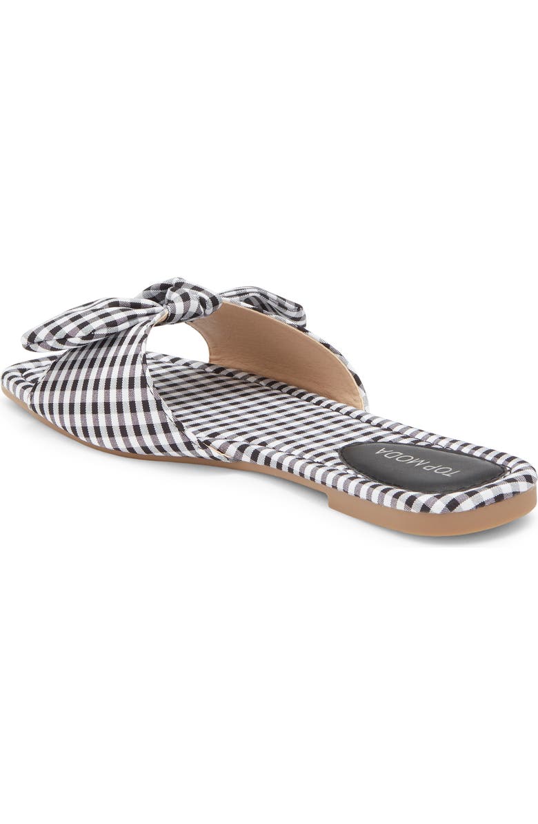 TOP MODA Penny Gingham Bow Slide Sandal, Alternate, color, Black